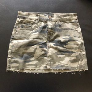 High Waisted Camo Jean Skirt